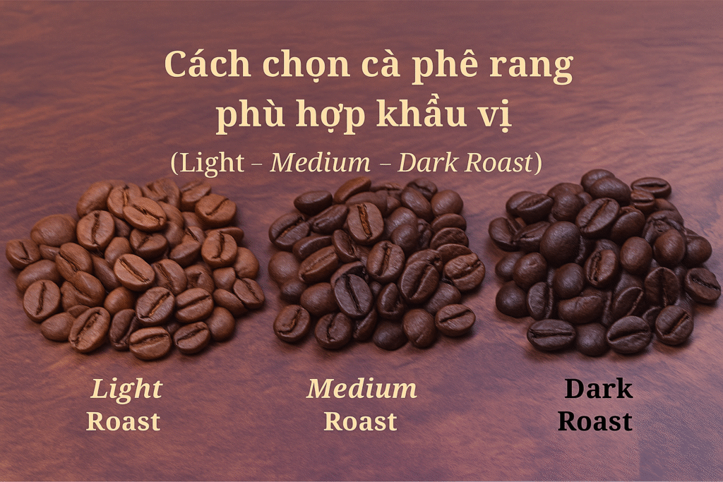 3 Cách Chọn Cà Phê Rang Phù Hợp Khẩu Vị : Light – Medium – Dark Roast Là Gì? 8 Cách chọn cà phê rang phù hợp khẩu vị