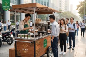 Bài trí xe cà phê để khách dừng chân từ xa